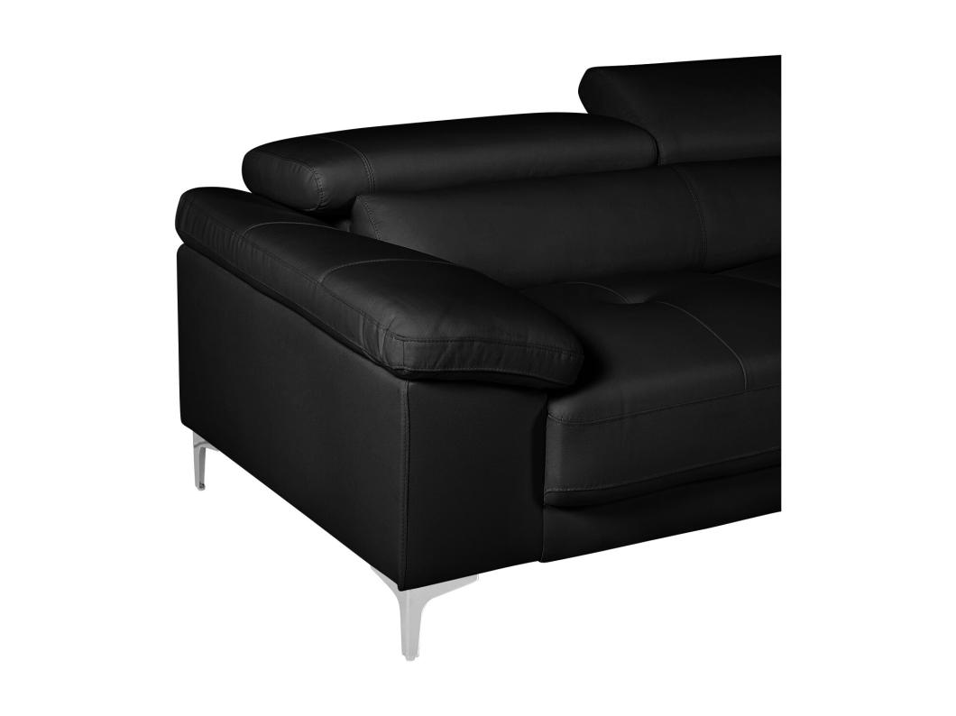 Canapé d'angle en cuir SOLANGE - Noir - Angle droit