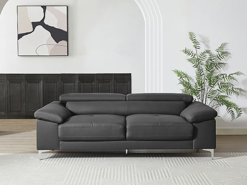 Ledersofa 3-Sitzer - Anthrazit - SOLANGE