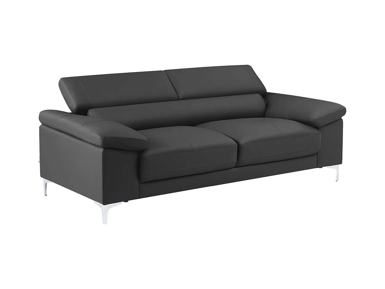 Driezitsbank van leer SOLANGE - Antraciet