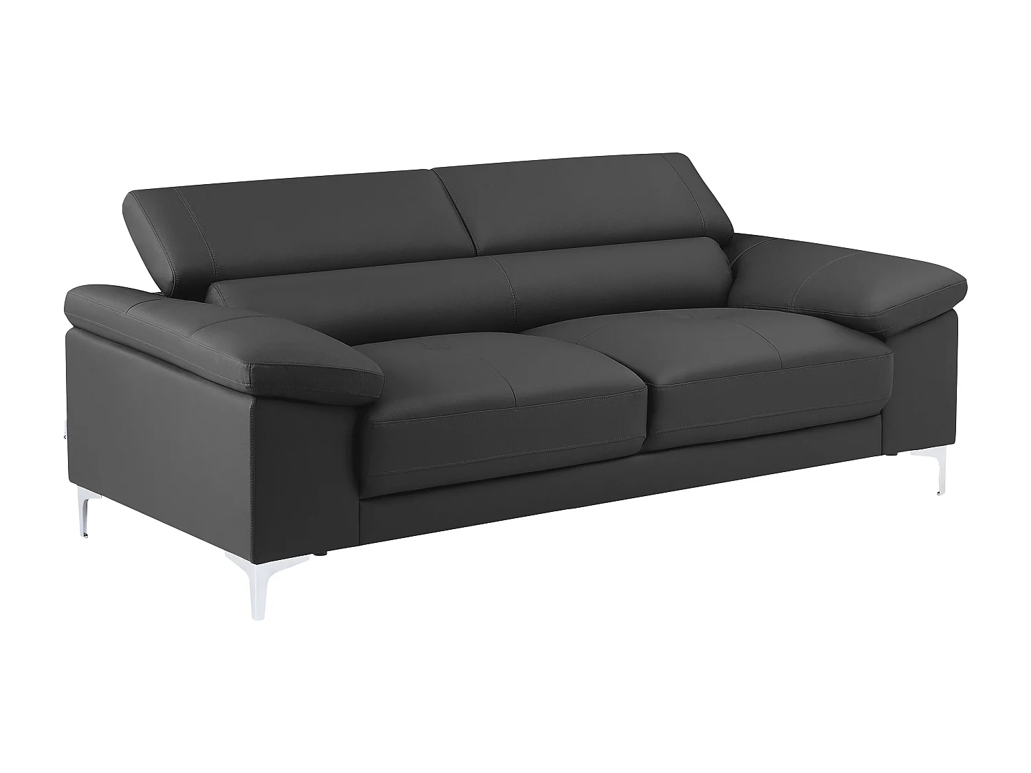 Canapé 3 places en cuir gris anthracite SOLANGE