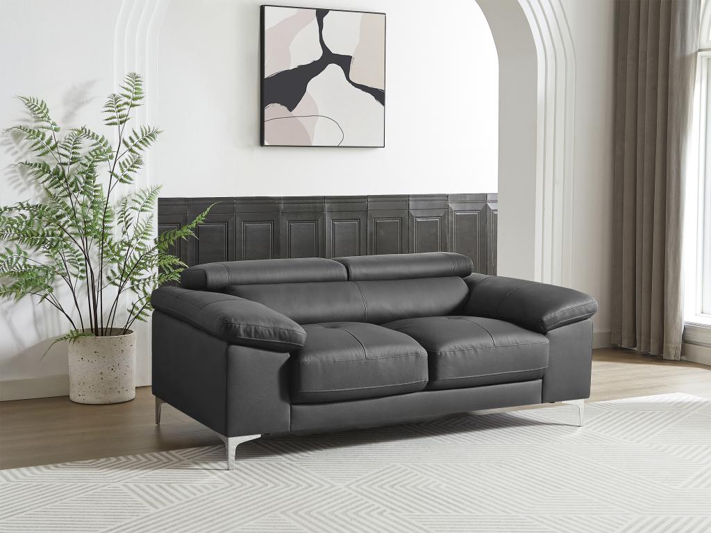 Ledersofa 2-Sitzer - Anthrazit - SOLANGE günstig online kaufen