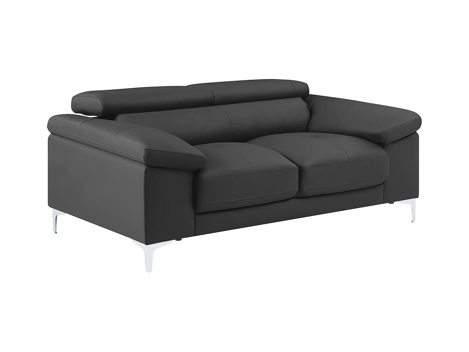 Sofá 2 plazas de piel SOLANGE - Gris antracita