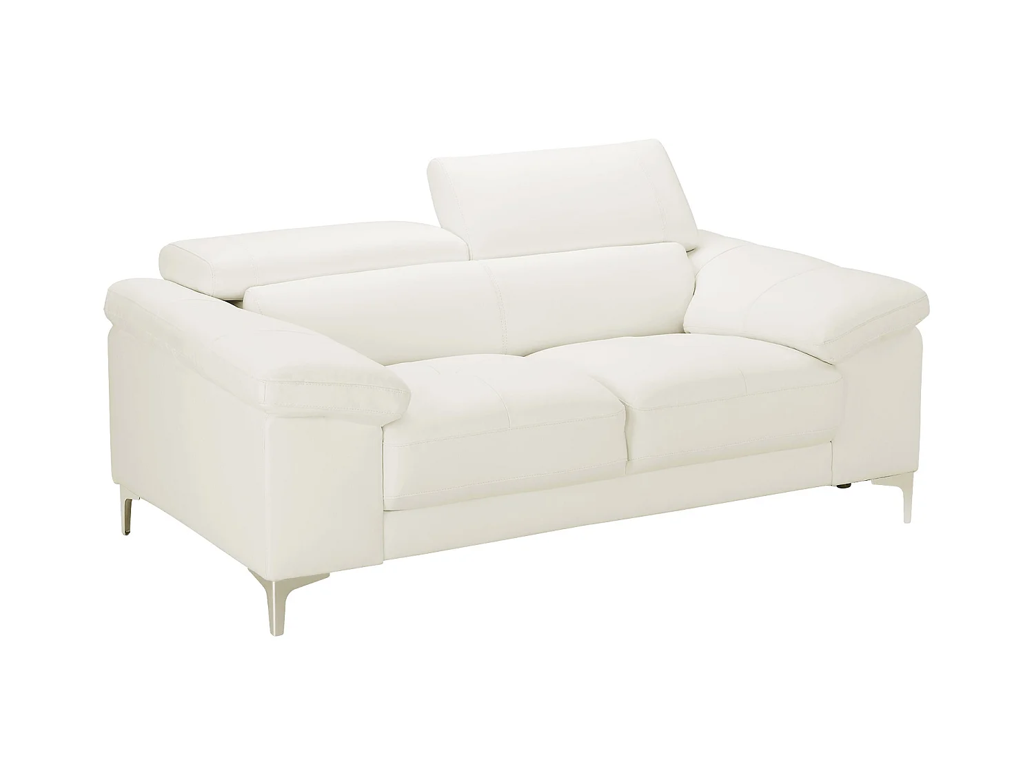 Sofá 2 plazas de piel SOLANGE - Blanco