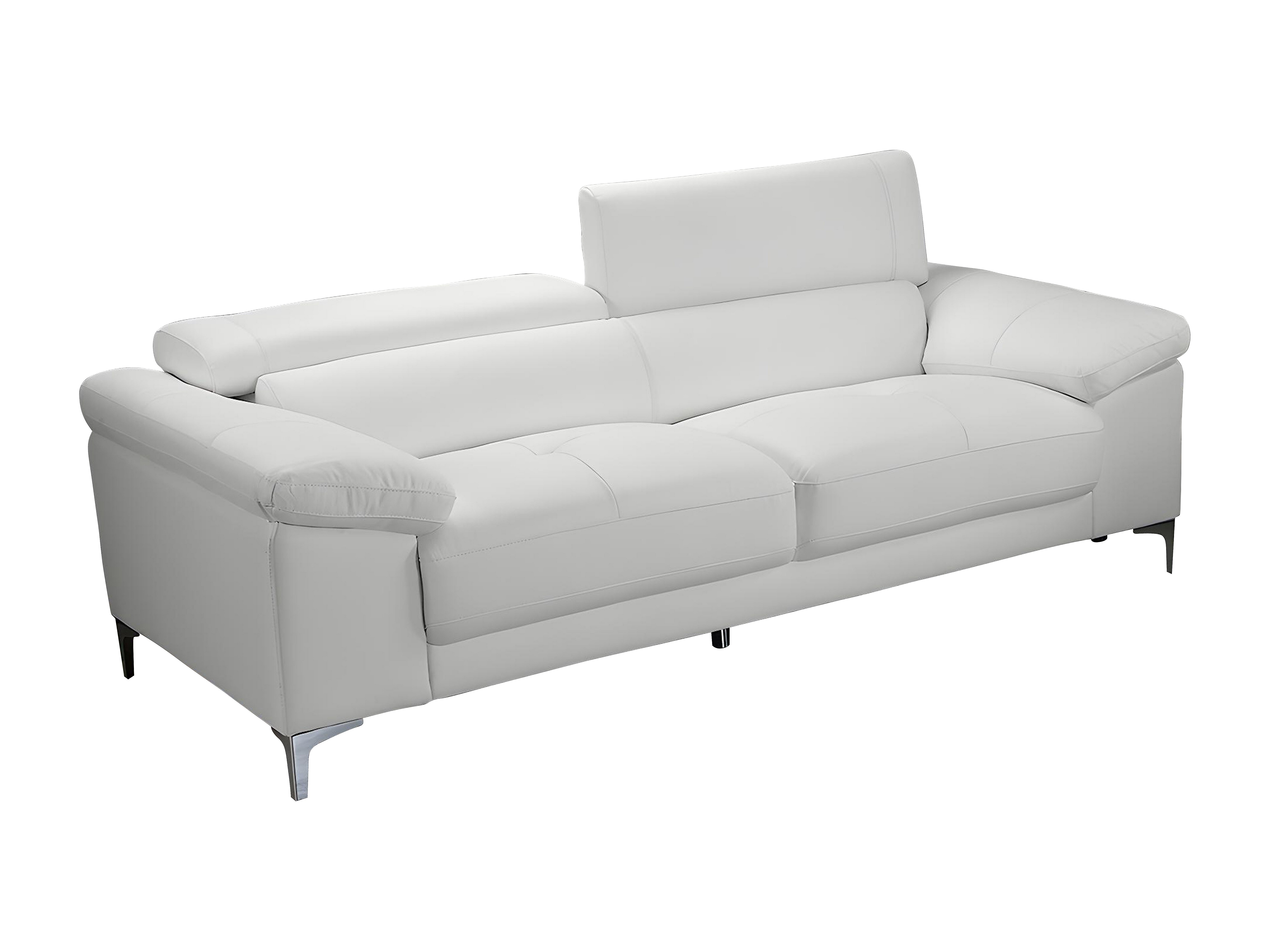 Vente-unique Ledersofa 'Solange' 3-Sitzer – Weiß, Aus Echtem Vachetteleder | Mit Verstellbaren Kopfstützen, Metallfüßen & Hoher Traglast