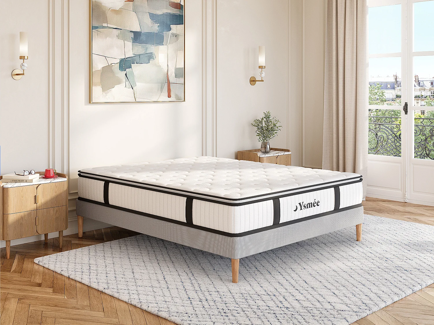 Taschenfederkernmatratze 200 x 200 cm - mit integriertem Topper - 1 Zone - Härtegrad 3 - Stärke 28 cm - AMERICAN DREAM von  YSMÉE