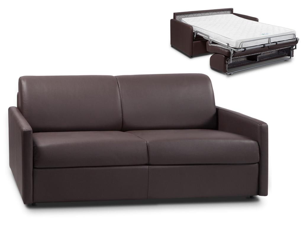 Schlafsofa 3-Sitzer CALIFE - Braun - Liegefläche: 140  cm - Matratzenhöhe: 14 cm