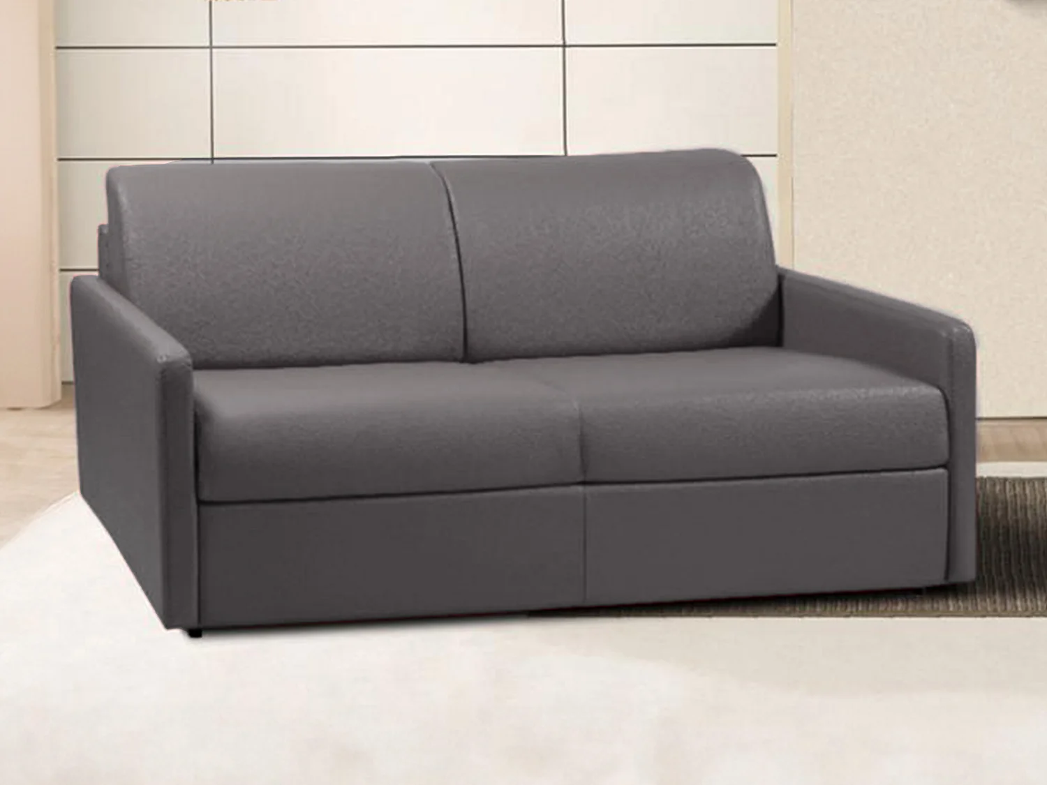 Schlafsofa 3-Sitzer - Liegefläche: 140 cm - Matratzenhöhe: 14 cm - Kunstleder - Grau - CALIFE