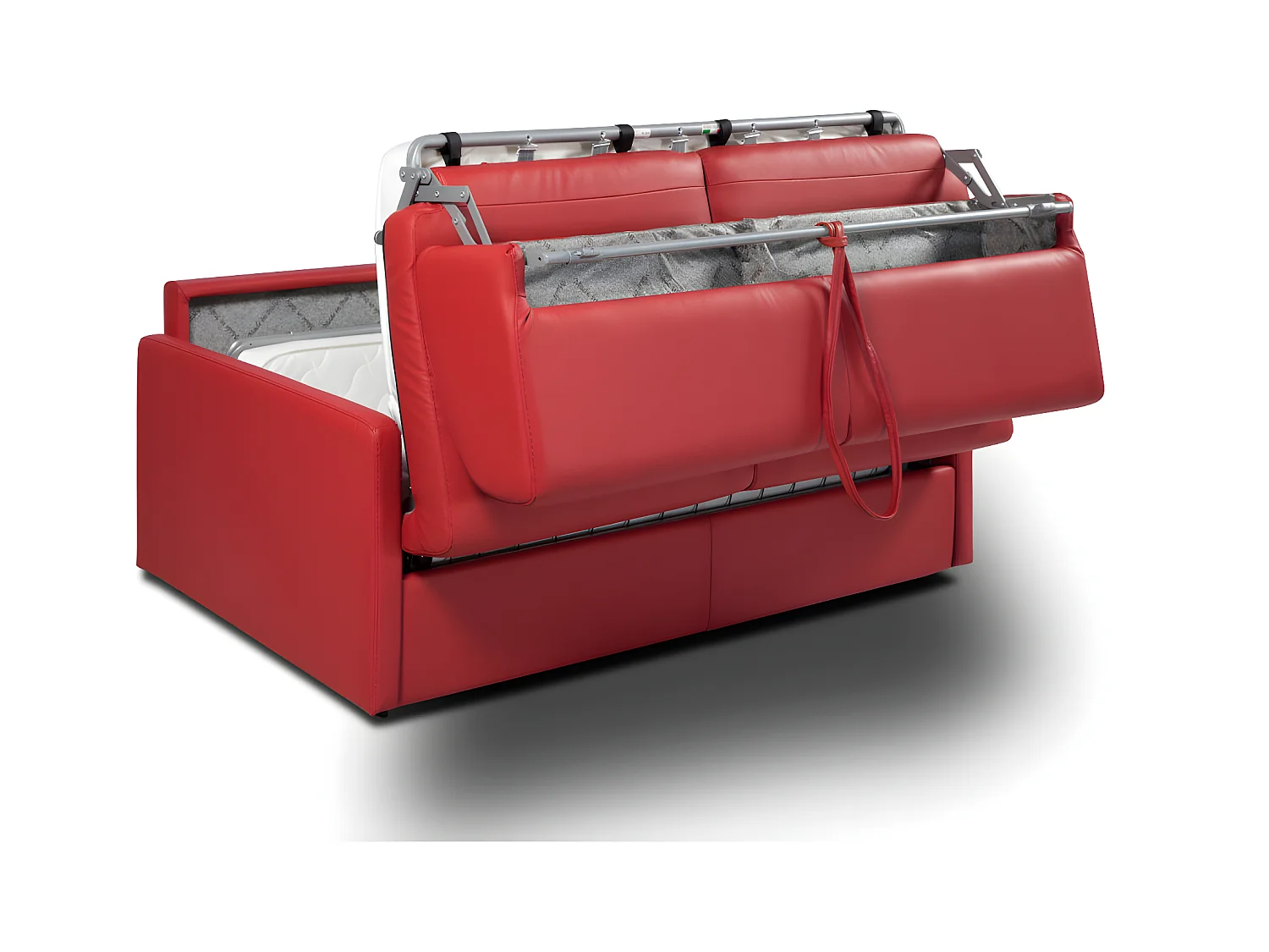 Canapé 3 places convertible express en simili rouge - Couchage 140 cm - Matelas 14 cm CALIFE