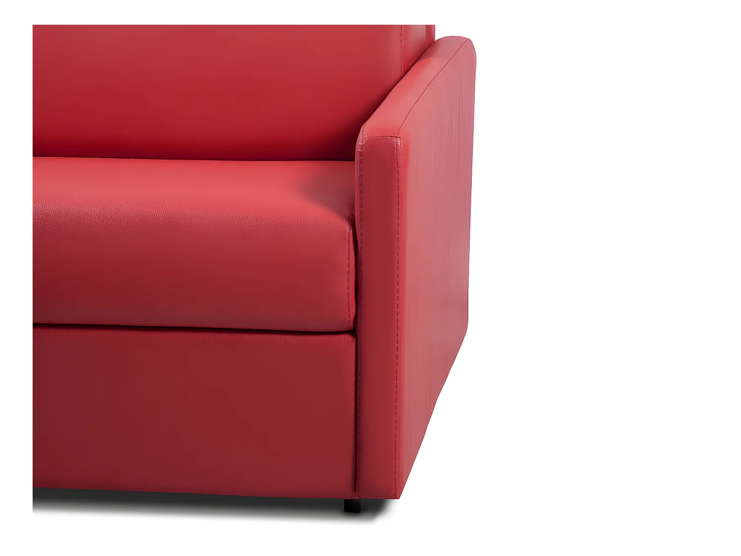 Canapé 3 places convertible express en simili rouge - Couchage 140 cm - Matelas 14 cm CALIFE
