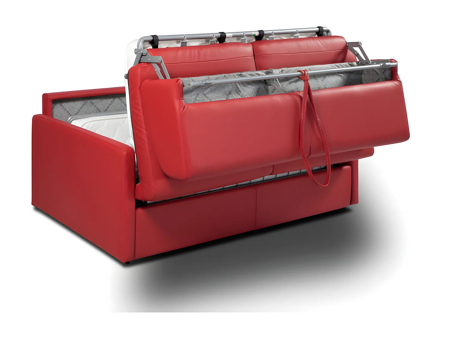 Canapé 3 places convertible express en simili rouge - Couchage 140 cm - Matelas 14 cm CALIFE