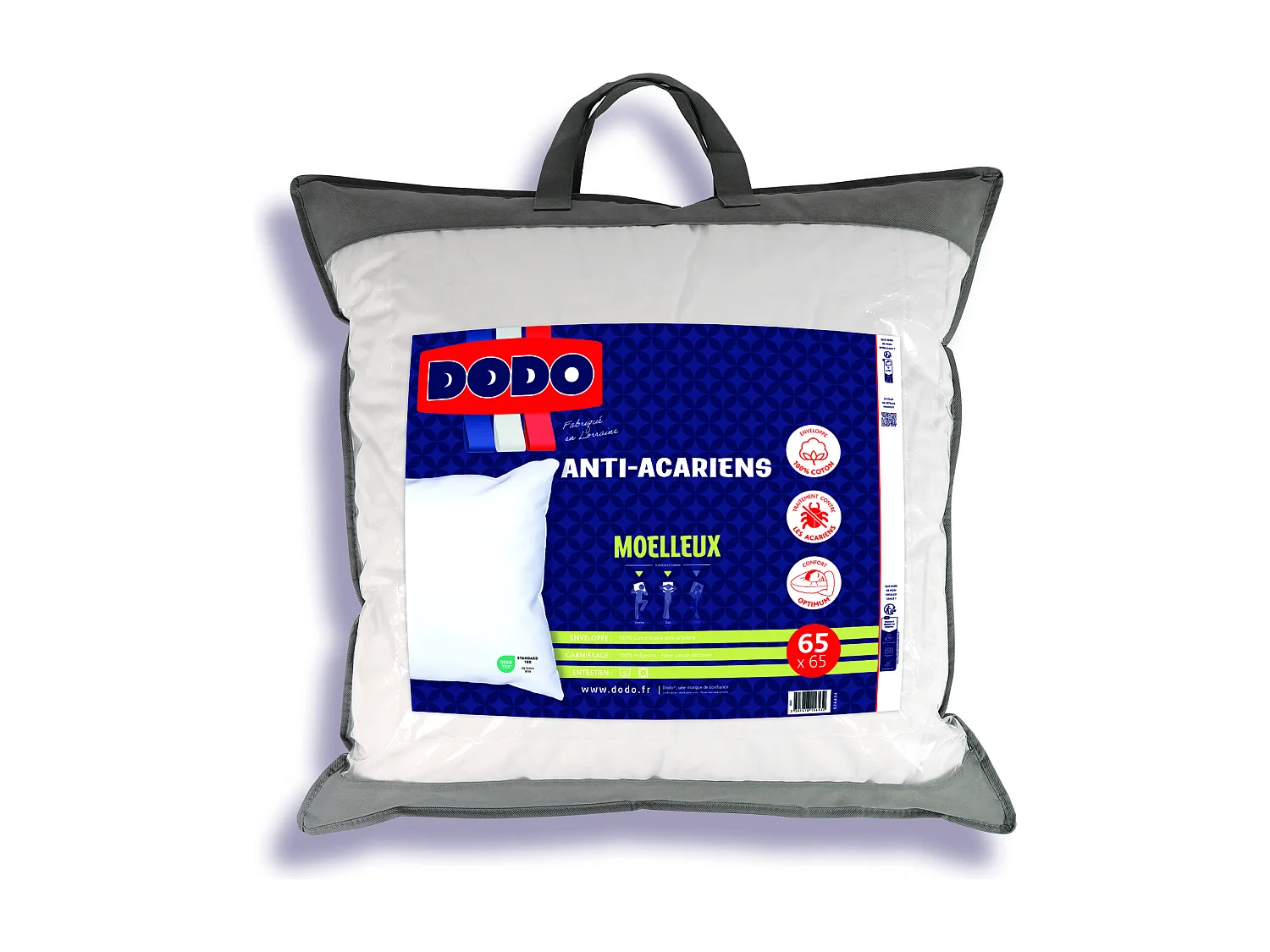 Hoofdkussen DODO ACTI PLUS II tegen allergieën - 65 x 65 cm