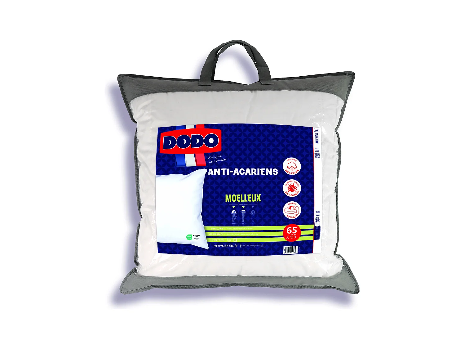 Oreiller DODO  anti allergies - 65x65 cm - ACTI PLUS II