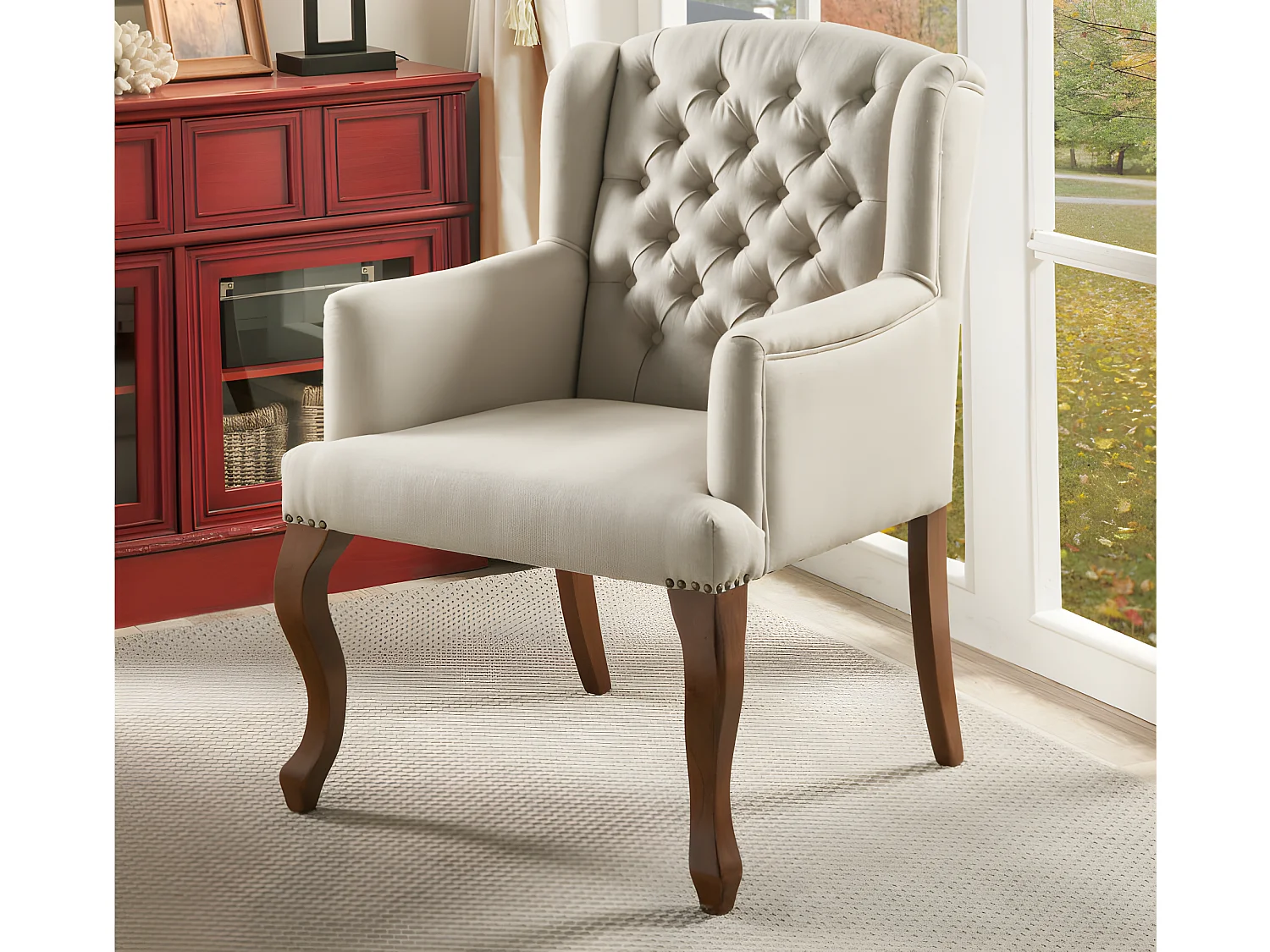 Fauteuil bergère en tissu PARUNA  - Beige