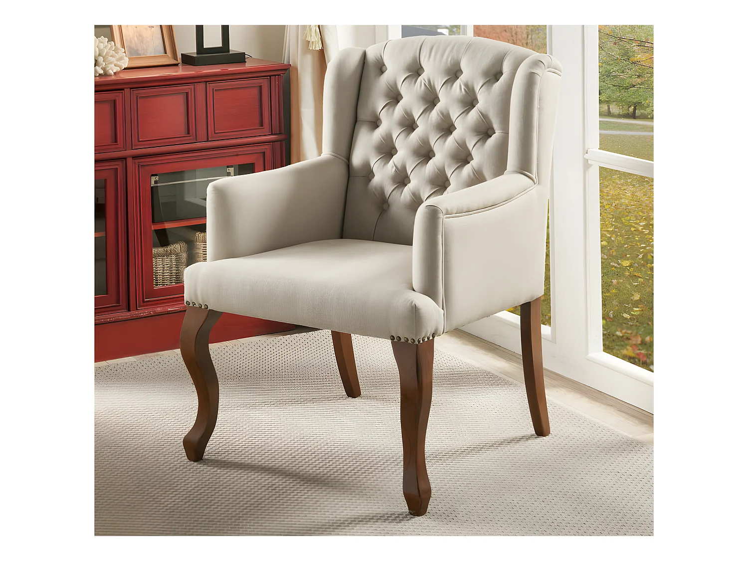 Sillón butaca tapizado de tela PARUNA - beige