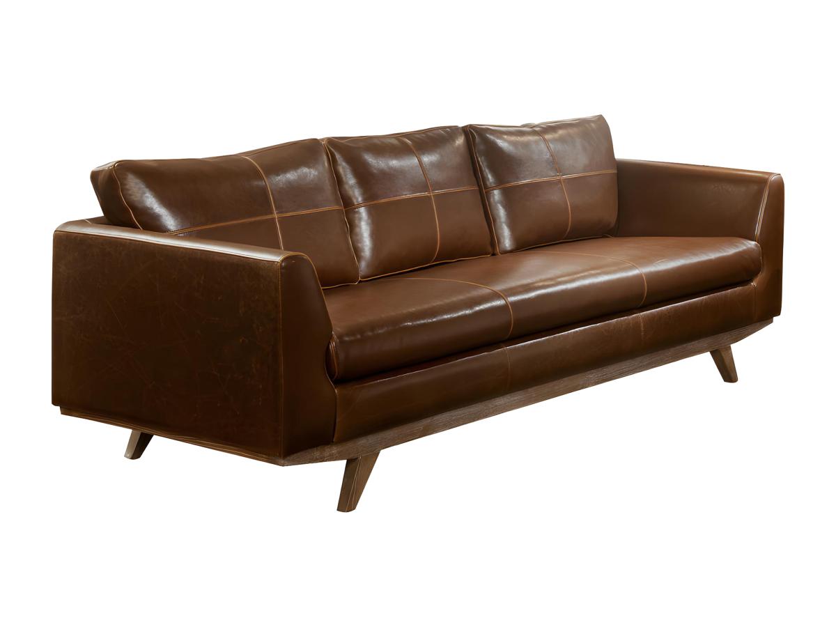 Ledersofa Vintage 3-Sitzer - Braun - ALEGAN günstig online kaufen