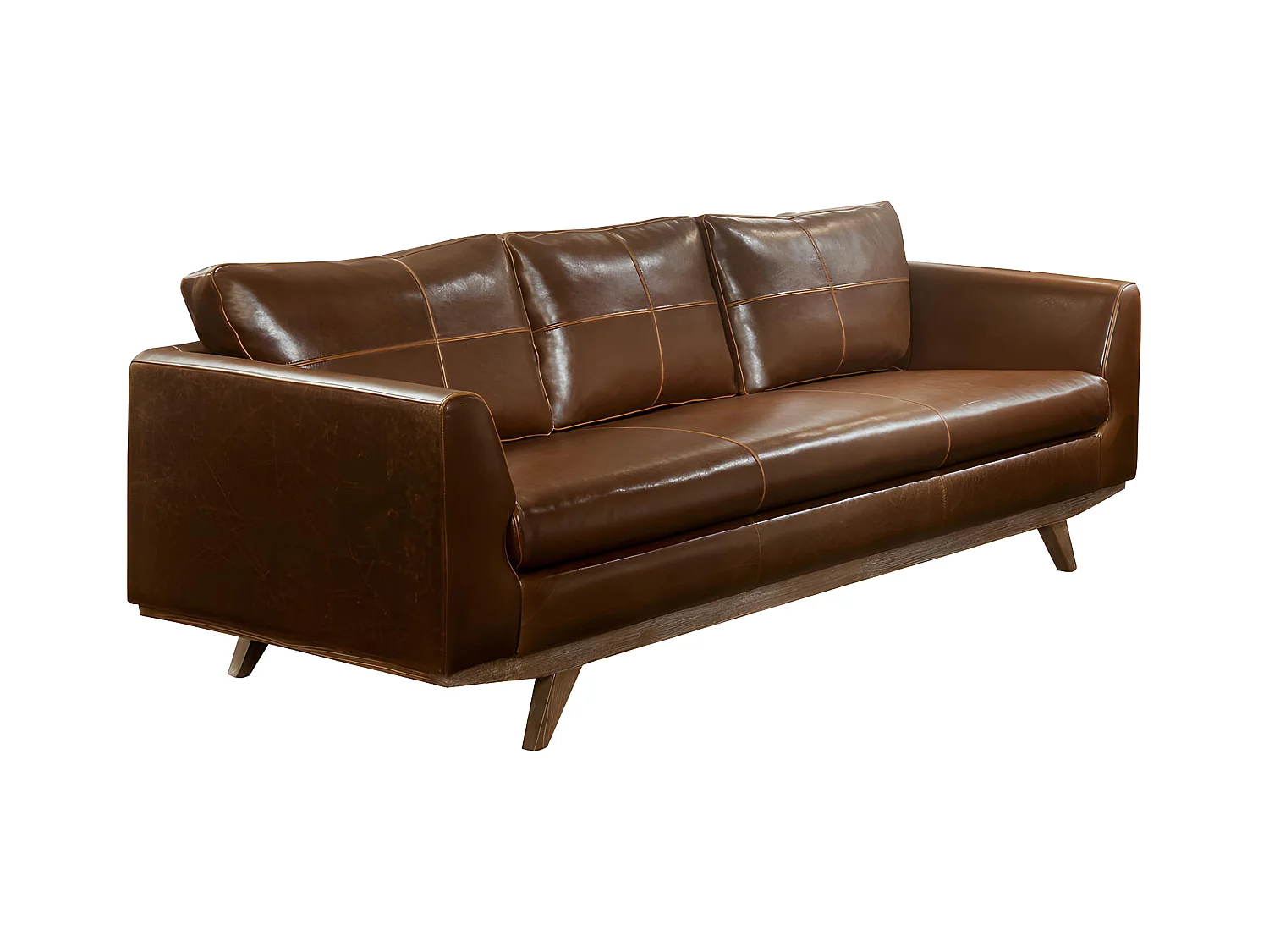 Ledersofa Vintage 3-Sitzer - Braun - ALEGAN