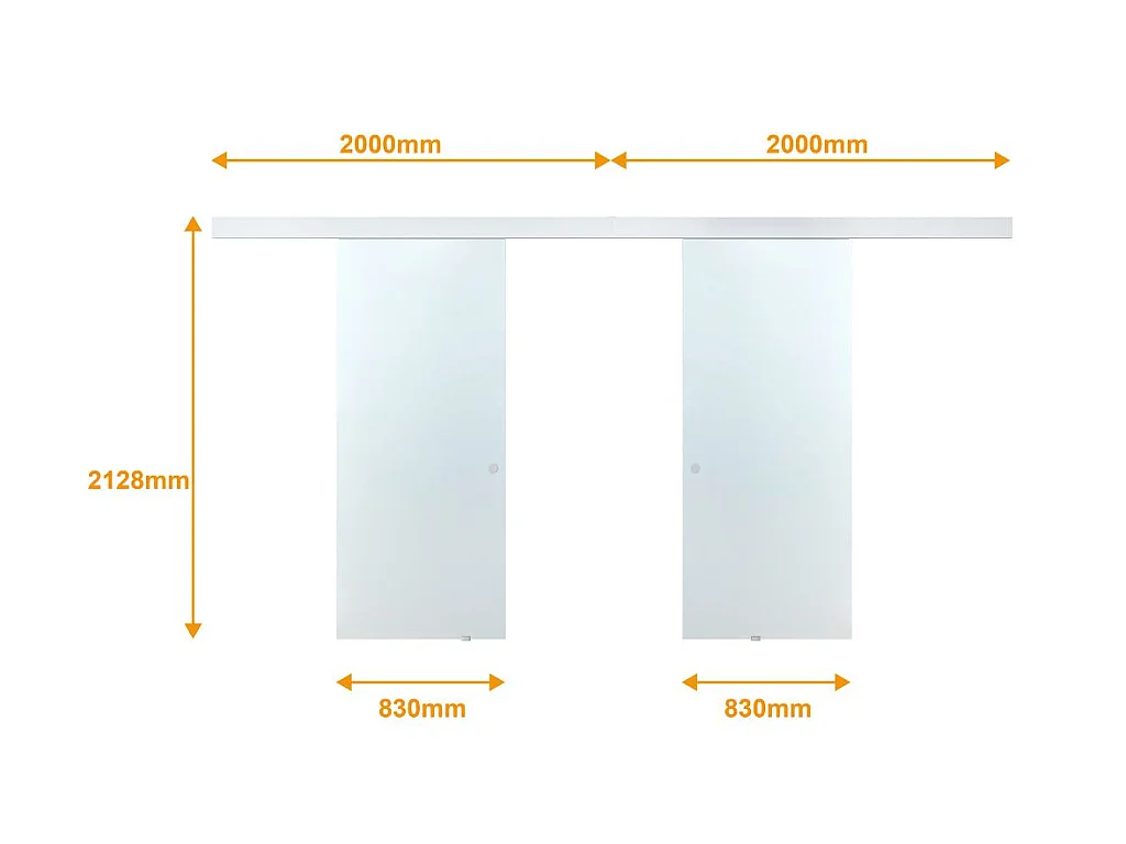 Glasschiebetür Alusystem Doppelflügel - 205 x 166 cm - ALINA
