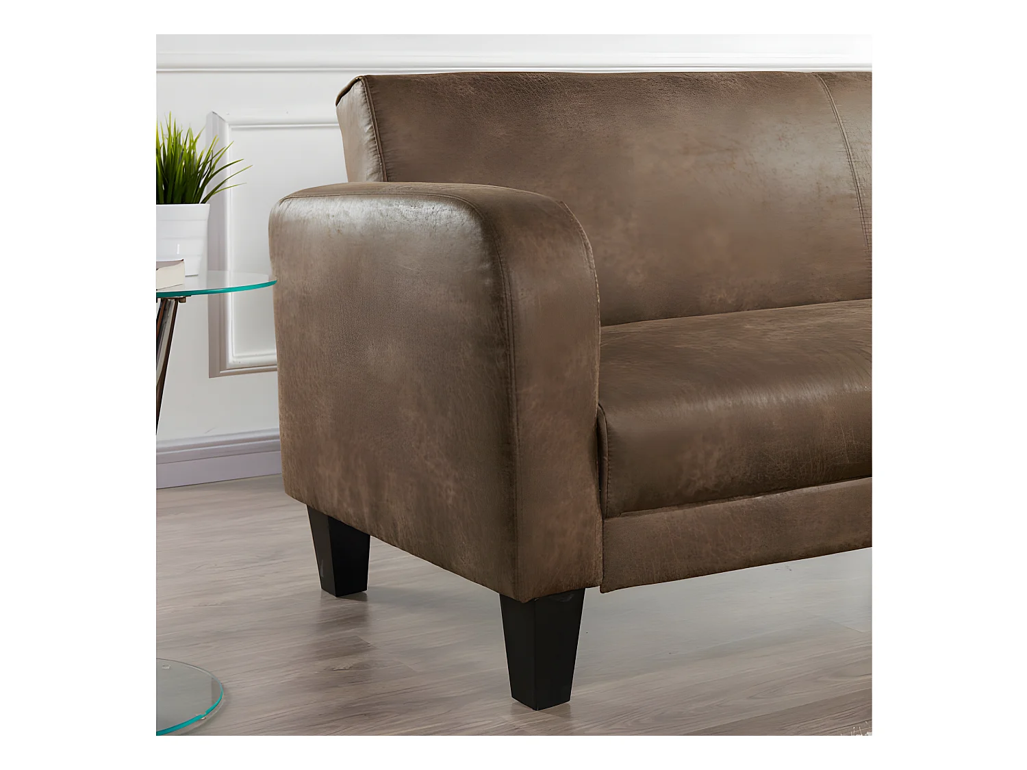 Canapé club 3 places convertible INICIO en microfibre aspect cuir vieilli