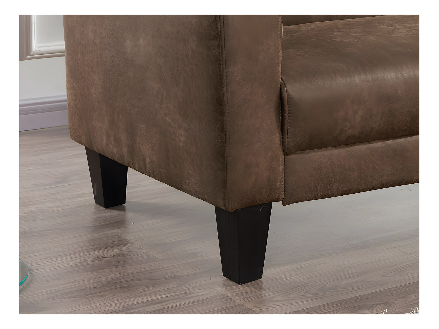 Canapé club 3 places convertible INICIO en microfibre aspect cuir vieilli