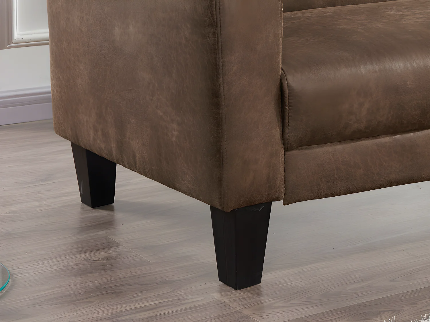 Club bedbank INICIO van microvezel met lived-in leereffect