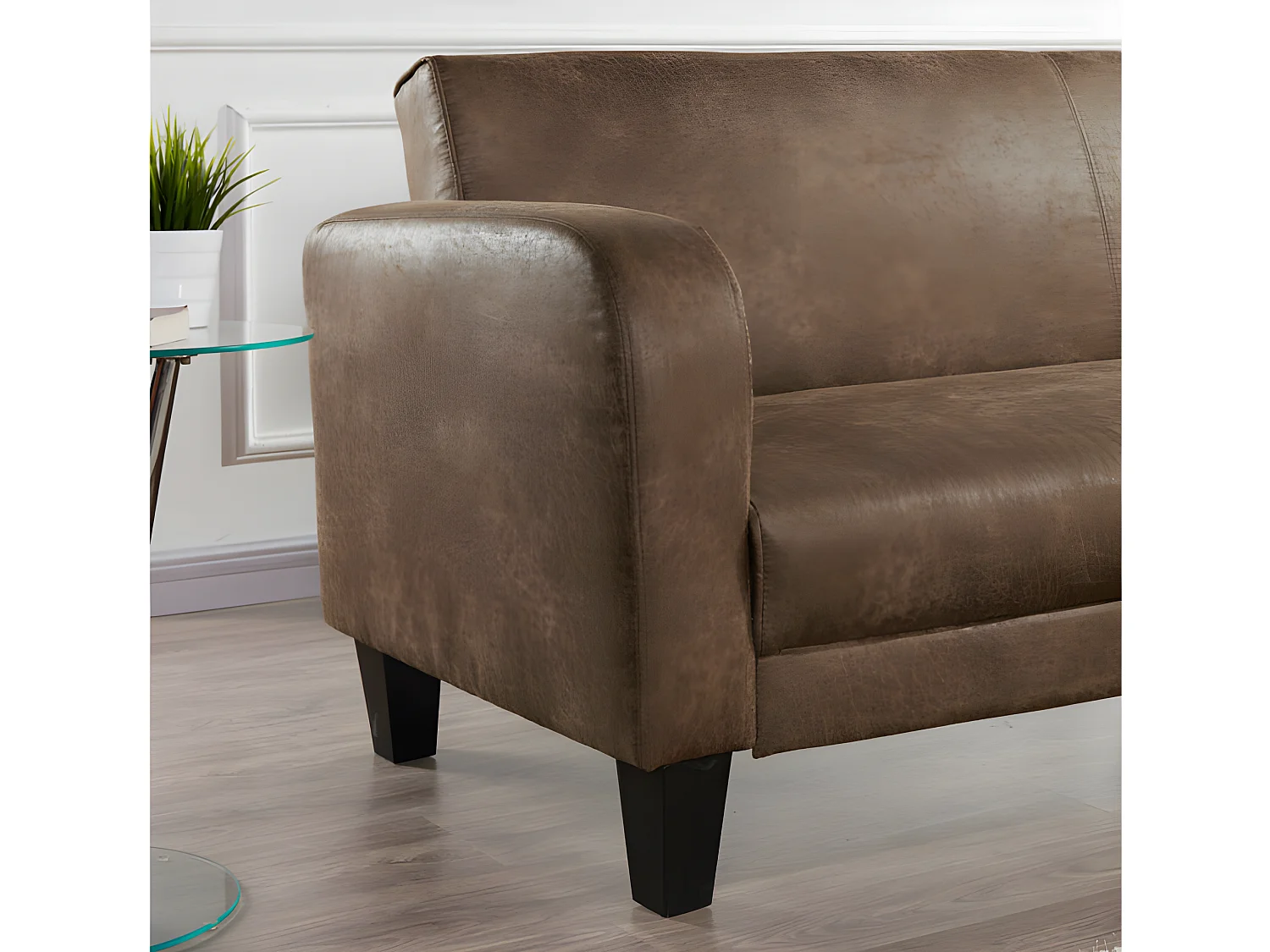 Club bedbank INICIO van microvezel met lived-in leereffect