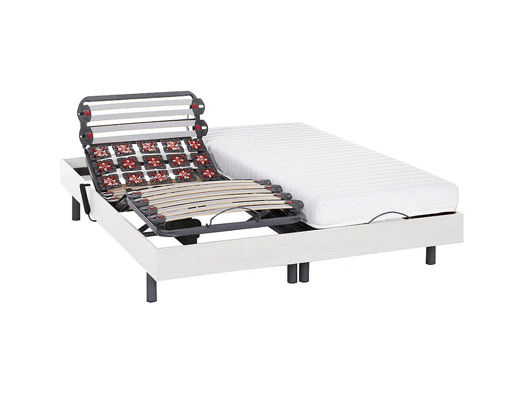 Relaxbett elektrisch - Latexmatratzen - PANDORA II von  YSMÉE - mit OKIN-Motor - Weiß - 2 x 80 x 200 cm