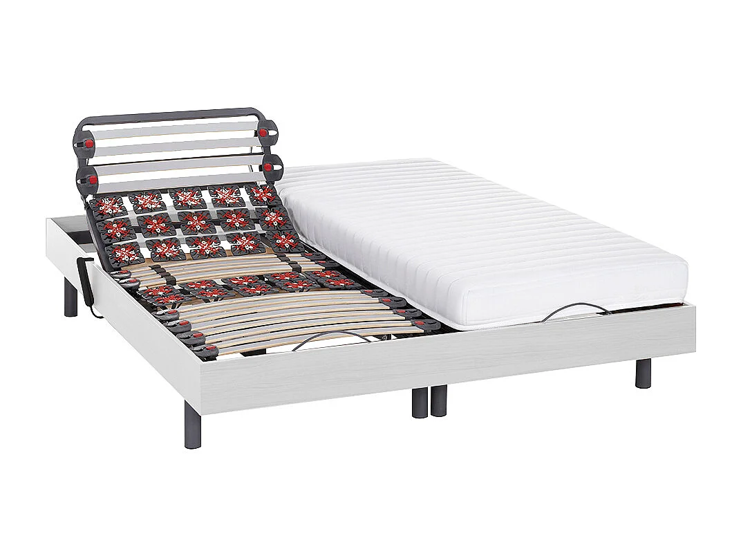 Set da relax con doghe e sospensioni - PANDORA II di YSMÉE - Motori OKIN - Bianco - 2 x 80 x 200 cm