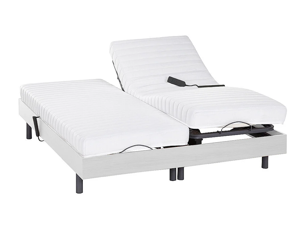 Set da relax con doghe e sospensioni - PANDORA II di YSMÉE - Motori OKIN - Bianco - 2 x 80 x 200 cm