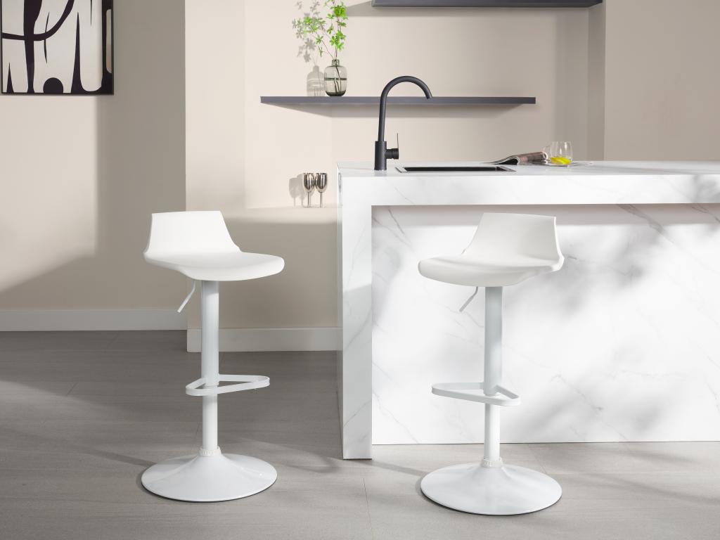 Barhocker höhenverstellbar - Polypropylen - Weiß - CALAS günstig online kaufen