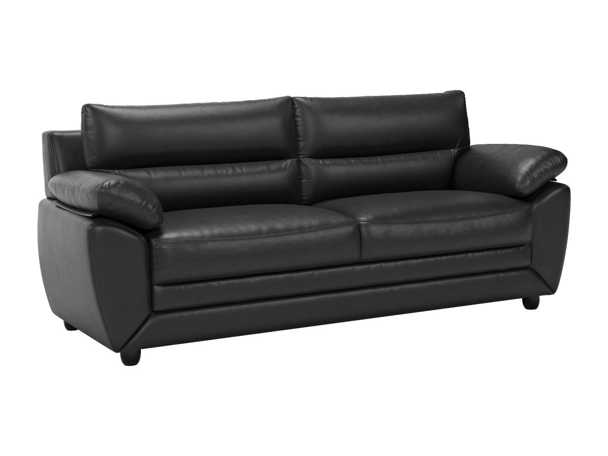 Sofa 3-Sitzer - Kunstleder - Schwarz - MANOA günstig online kaufen