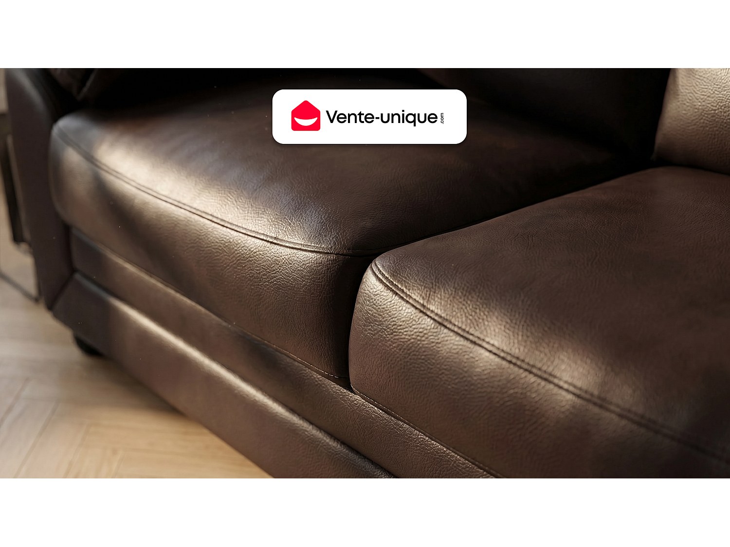 Vente-unique Sofa 3-Sitzer - Kunstleder - Schwarz - MANOA 283207