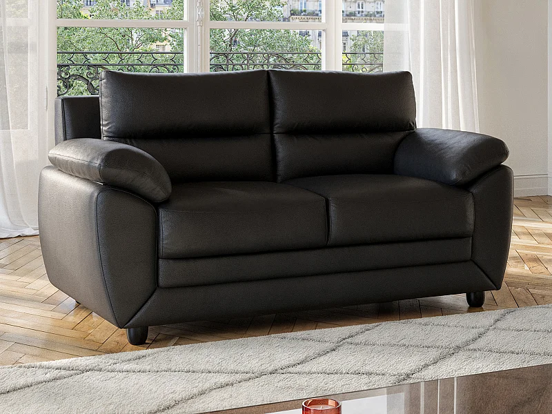 Canapé 2 places MANOA en simili - Noir