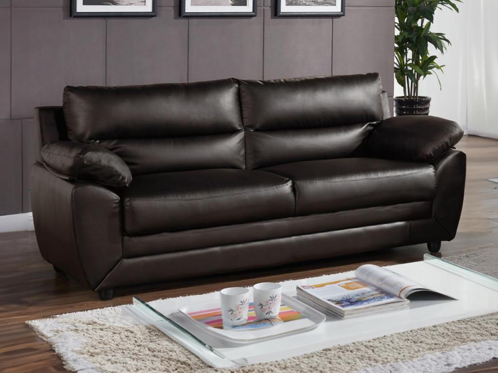 Sofa 3-Sitzer - Kunstleder - Braun - MANOA günstig online kaufen