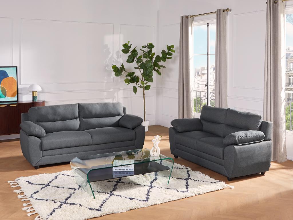 Sofa 3-Sitzer - Stoff - Anthrazit - MANOA günstig online kaufen