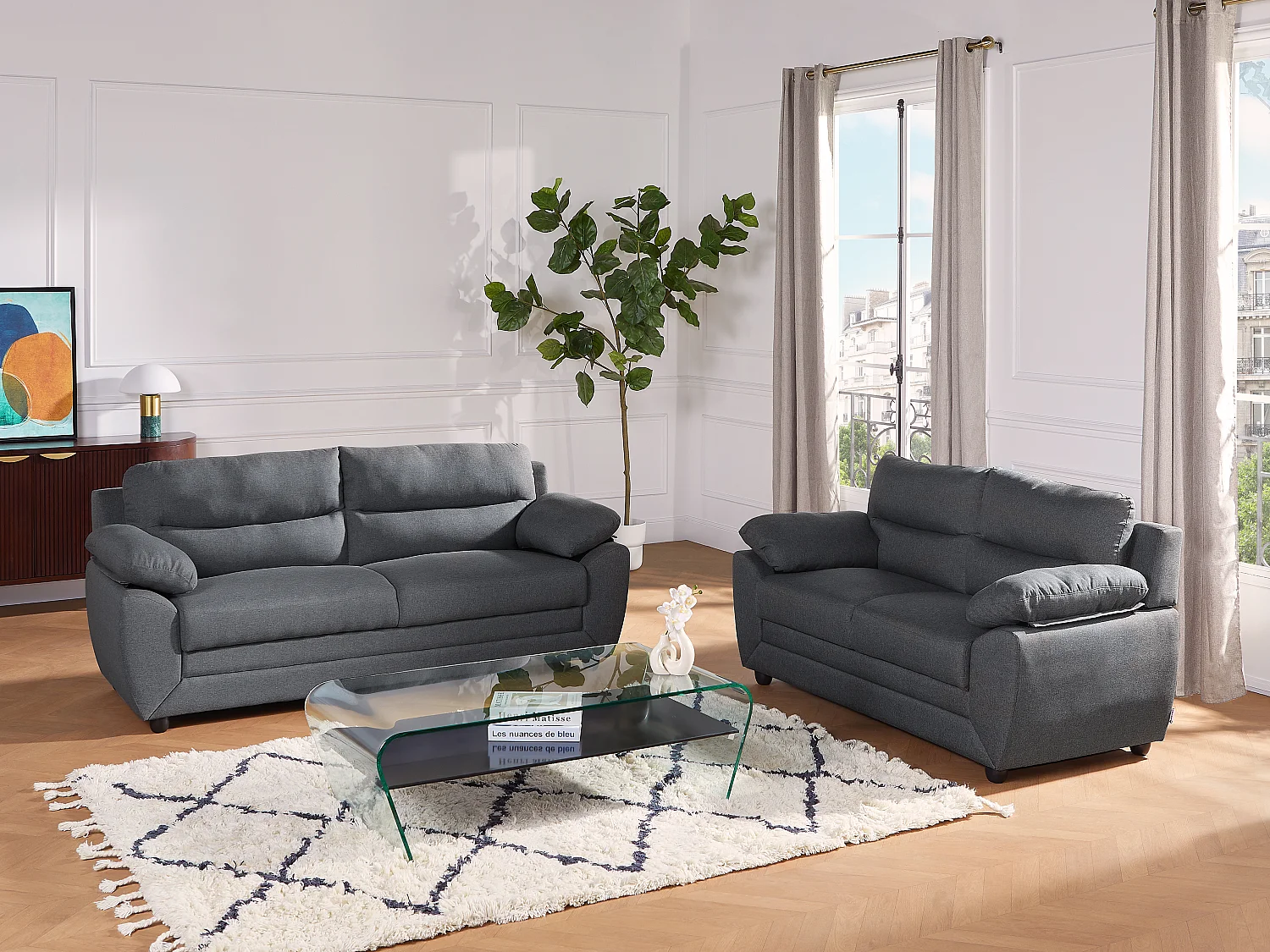 Sofa 2-Sitzer - Stoff - Anthrazit - MANOA