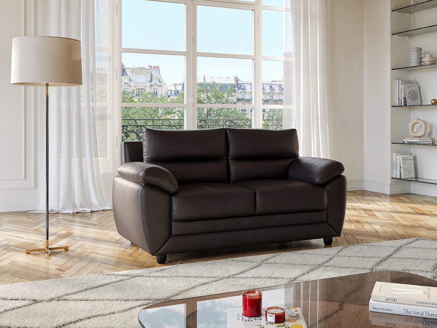 MANOA 2-seter sofa i kunstskinn - Brun