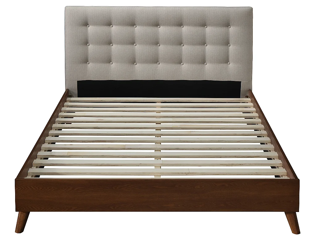 Letto matrimoniale 160 x 200 cm in Tessuto beige - FRANCESCO