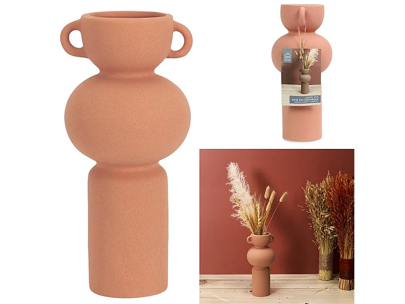 Vase Anse Ceramique Terracotta Arty H25.5cm Orange