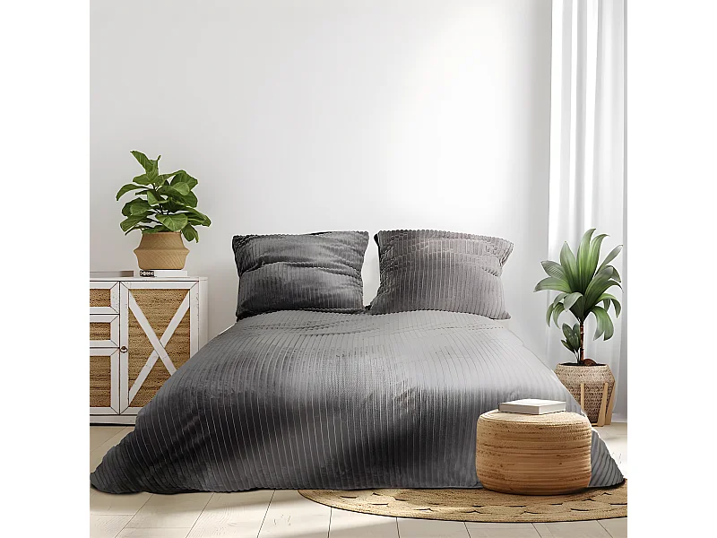 Parure De Lit Cotele Gris 220x240cm Gris