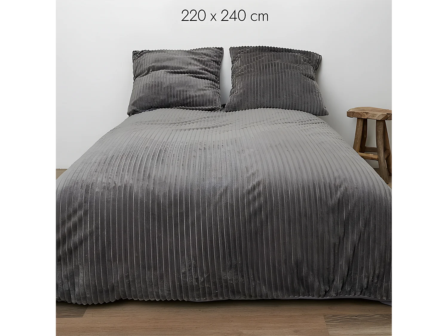 Parure De Lit Cotele Gris 220x240cm Gris