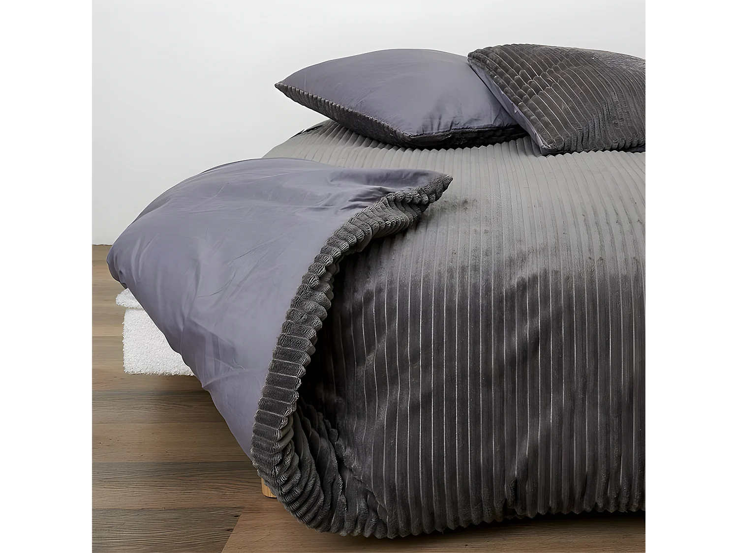 Parure De Lit Cotele Gris 220x240cm Gris