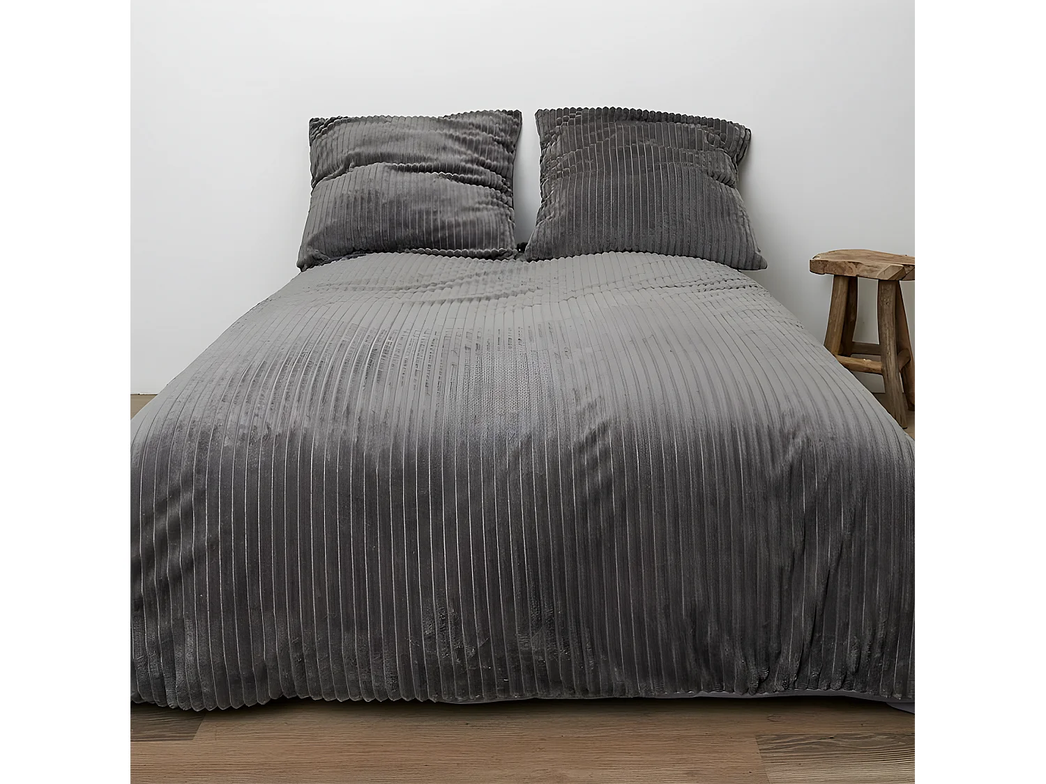 Parure De Lit Cotele Gris 220x240cm Gris