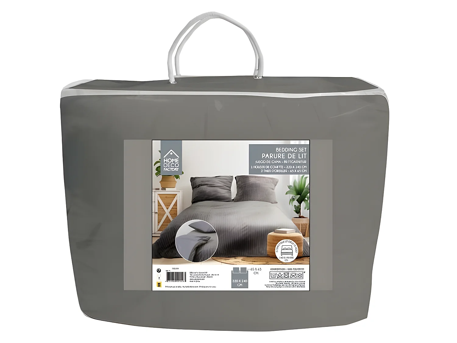 Parure De Lit Cotele Gris 220x240cm Gris