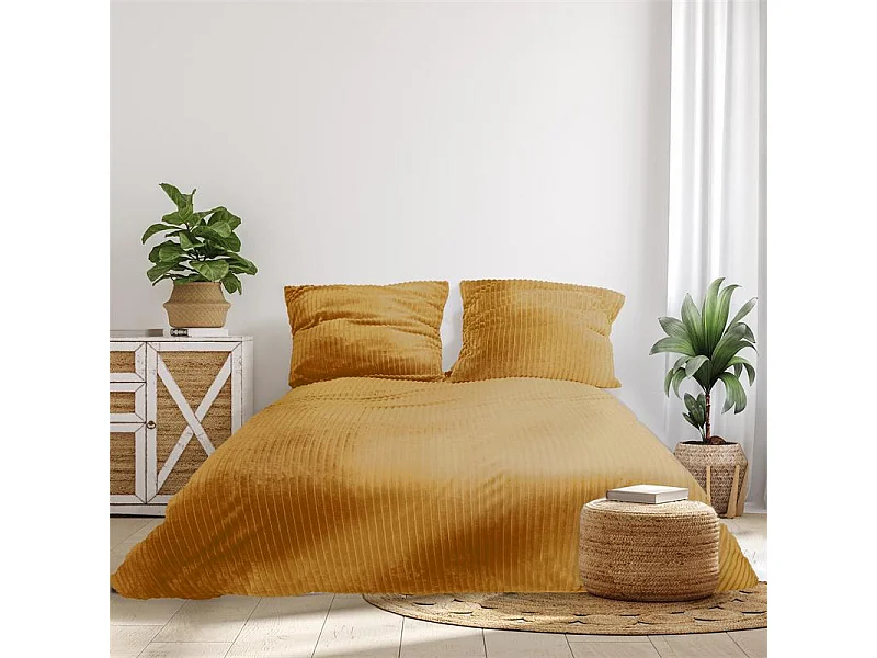 Parure De Lit Cotele Moutarde 220x240cm Jaune