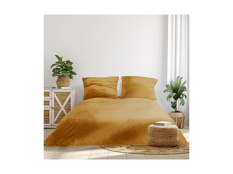 Parure De Lit Cotele Moutarde 220x240cm Jaune