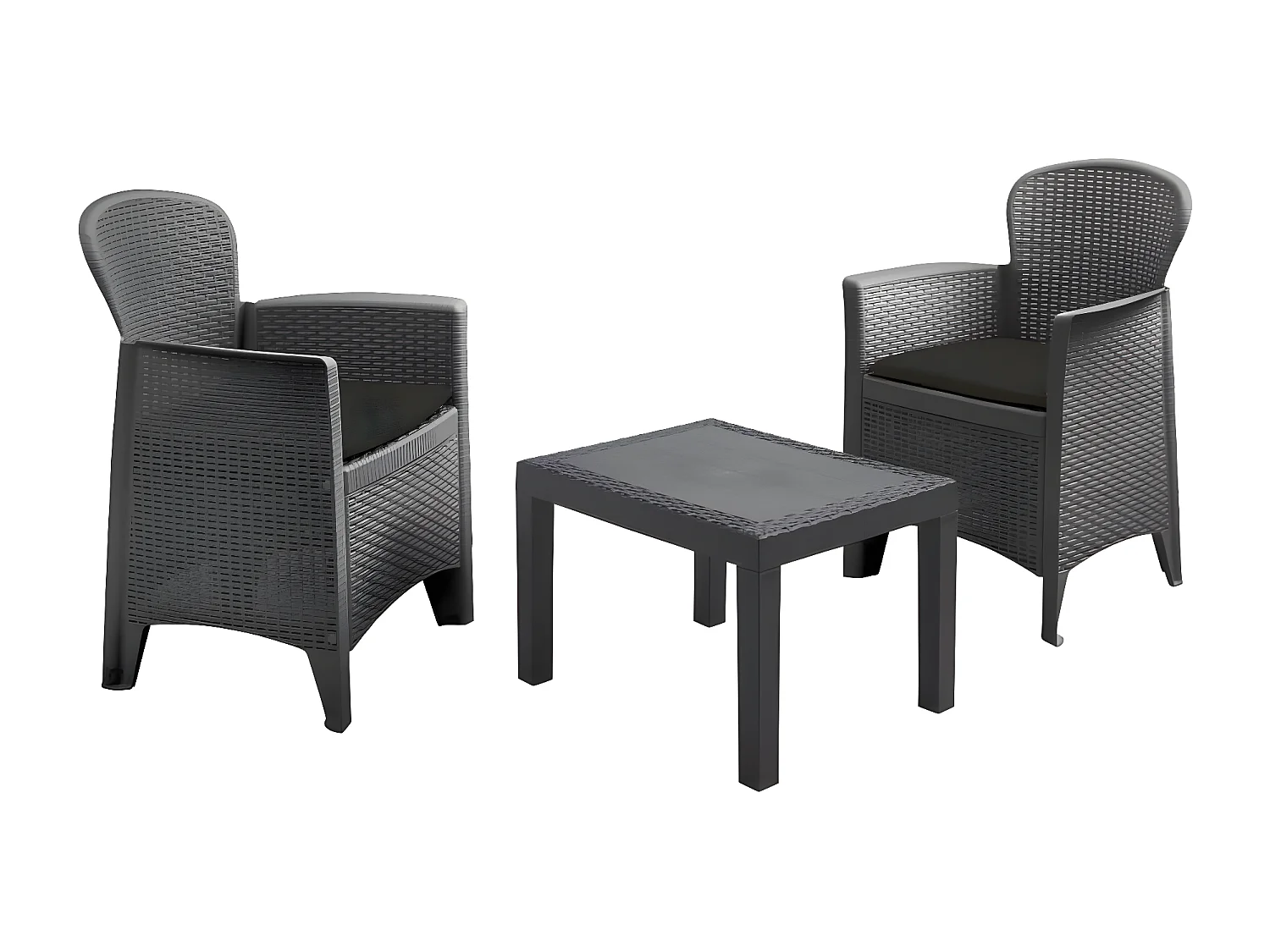 Set da Giardino 3 pz con Cuscini Akita Antracite