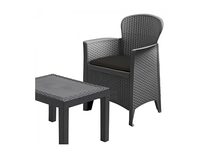 Set da Giardino 3 pz con Cuscini Akita Antracite