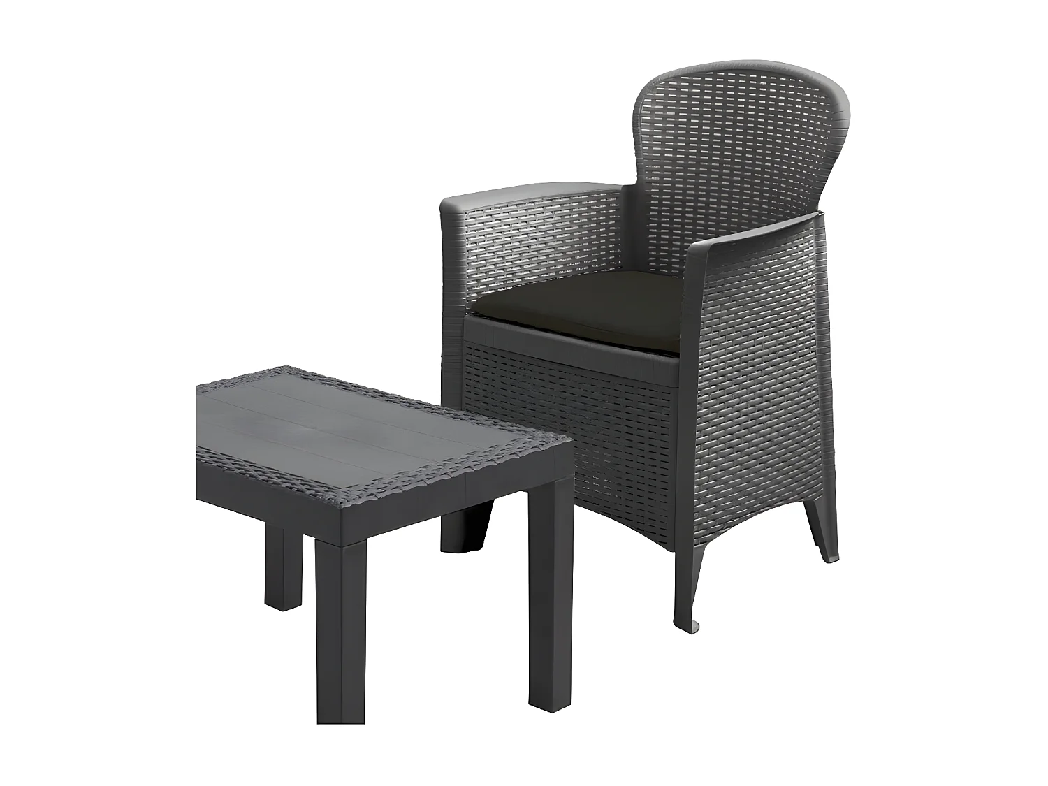 Set da Giardino 3 pz con Cuscini Akita Antracite