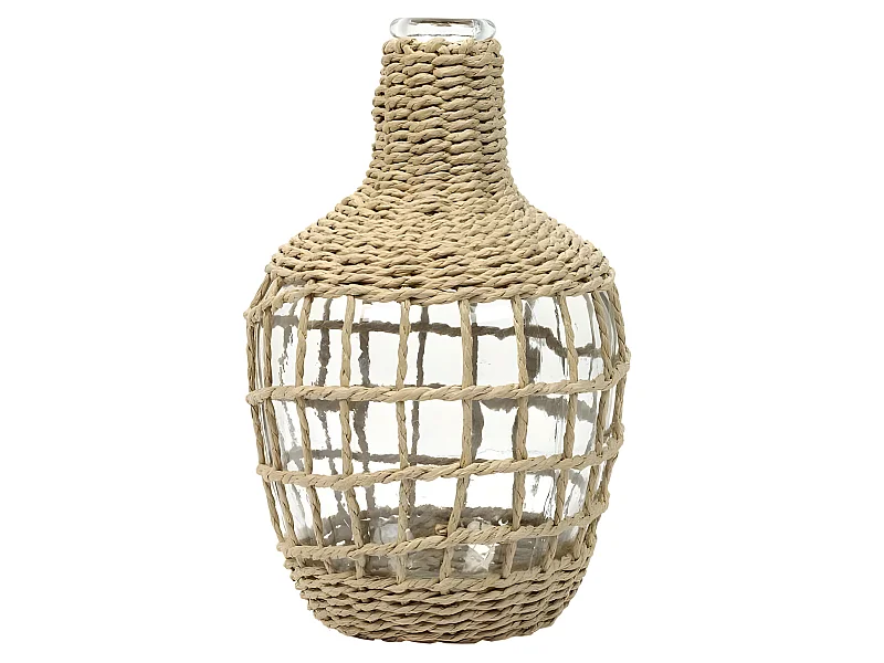 Vase Rond Tresse D16x25.5cm Beige