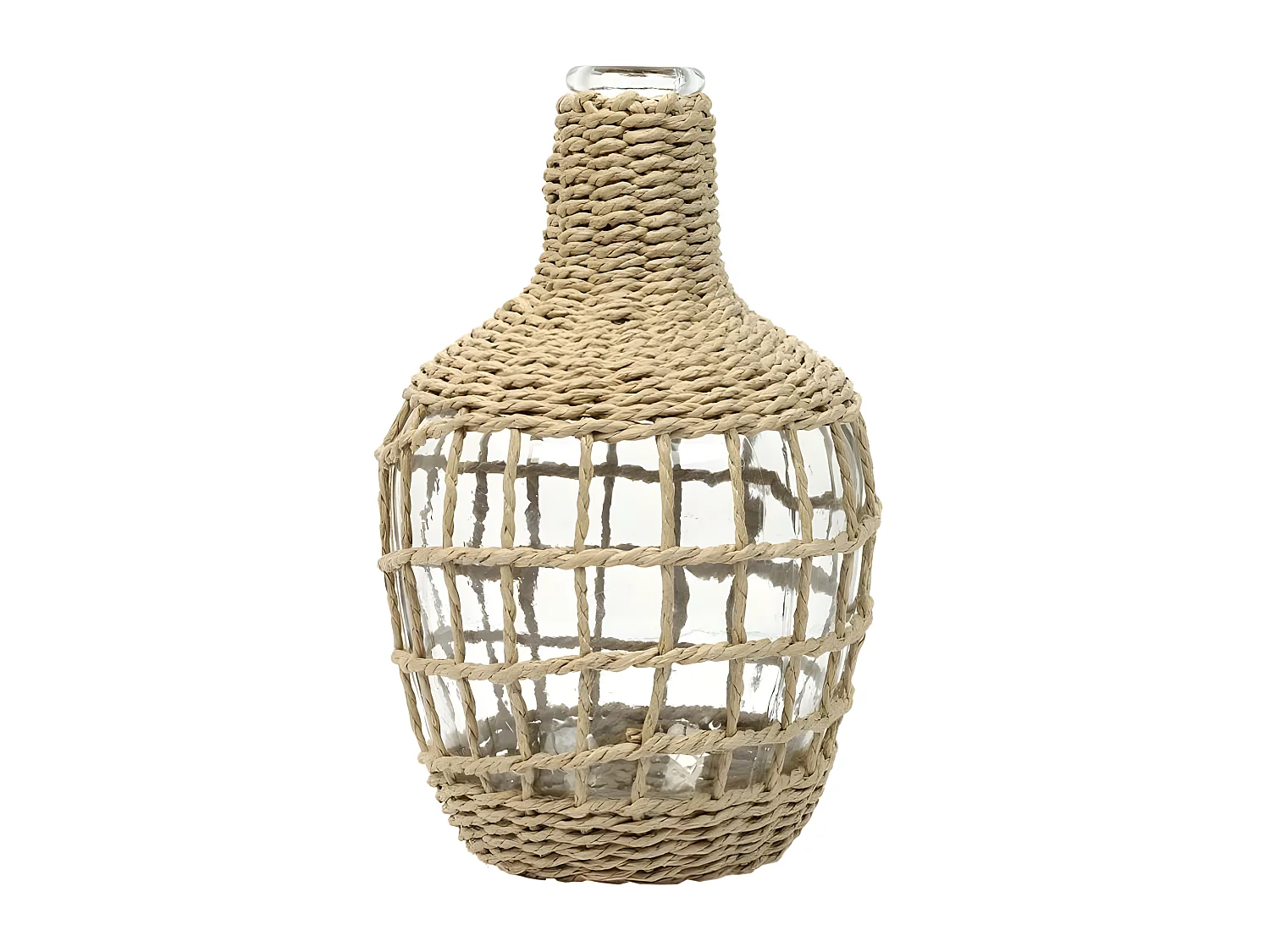 Vase Rond Tresse D16x25.5cm Beige